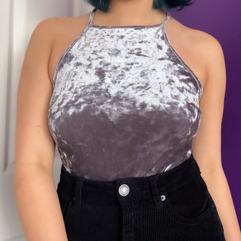bluish grey velvet tank top bodysuit 🌊